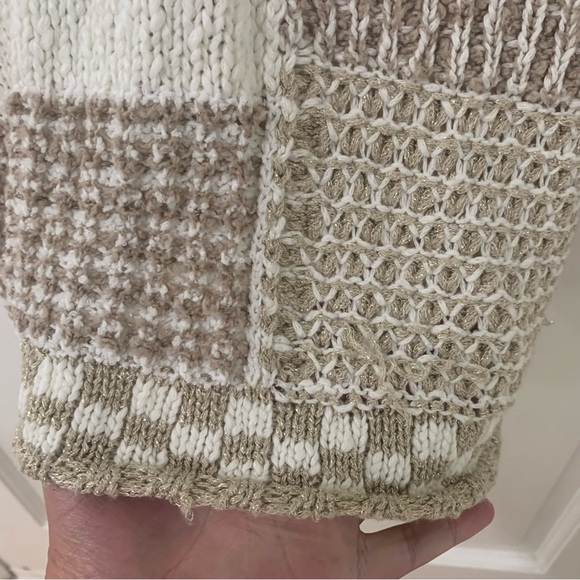 By Anthropologie Elliotte Lurex Sweater Tank Tie Strap Neutral Metallic Size XL - Picture 6 of 13